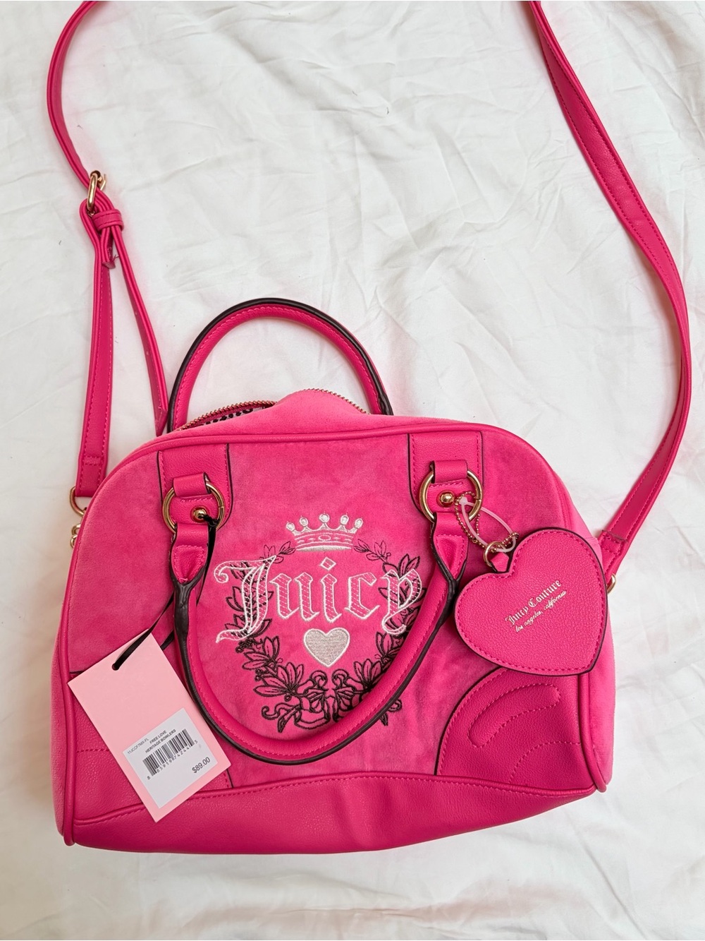 Juicy Couture Vintage Pink Satchel with Heart Charm